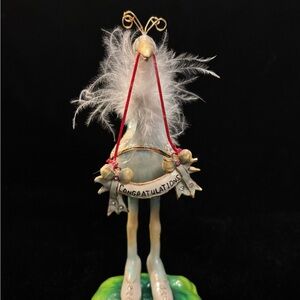 Charming Stork Trinket Box with Feathers and Congratulations Banner